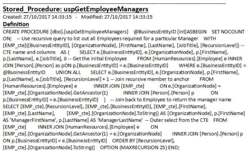 SirkelData - Documenter Stored Procedure Added