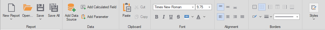 SirkelData Reportdesigner Ribbon