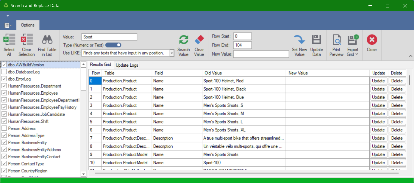 Sirkel Form Search and Replace Data